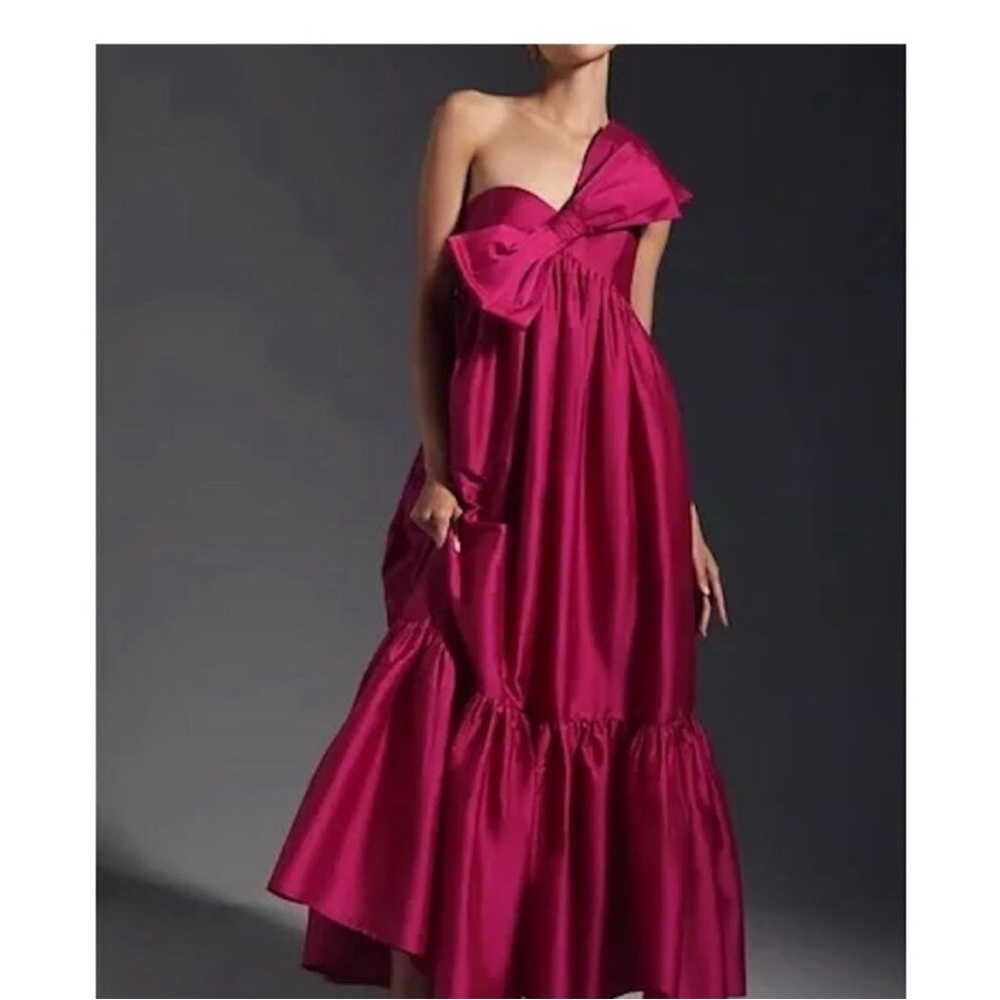 Anthropologie Fuchsia One-Shoulder Dress